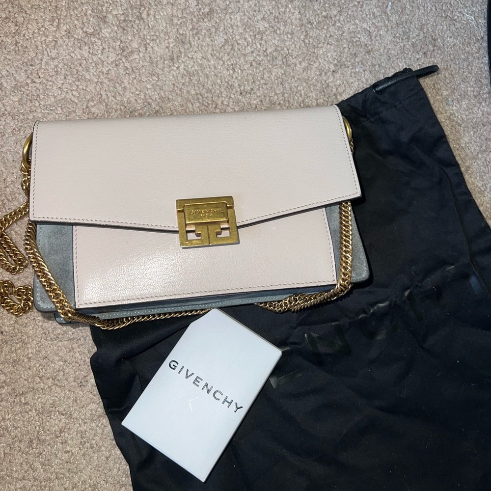 Authentic Givenchy Cream Leather Chain Bag